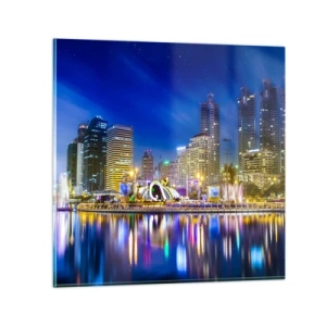 Impression sur verre - Image sur verre - Nuit arc-en-ciel de la métropole - 70x70 cm