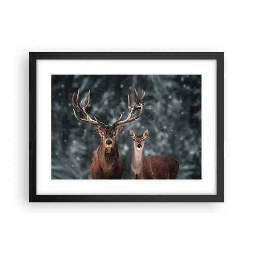 Affiche dans un cadre noir - Poster - Le roi de la forêt avec sa femme - 40x30 cm