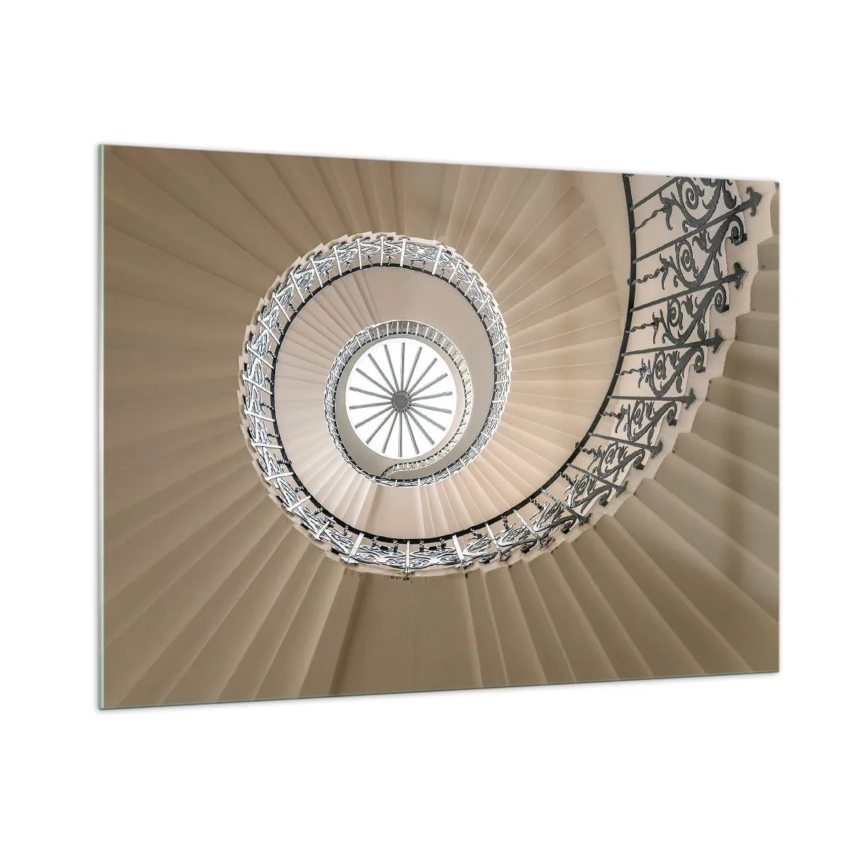 Impression sur verre - Image sur verre - Vue d'un escalier en colimaçon ressemblant à un coquillage - 100x70cm - À l'intérieur de la coquille - Décoration murale moderne pour le salon et la chambre ARTTOR
