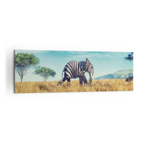 Impression sur toile - Image sur toile - Zèbre dans un paysage africain - 160x50cm - Le gris n'est déjà plus à la mode - Décoration murale moderne pour le salon et la chambre ARTTOR