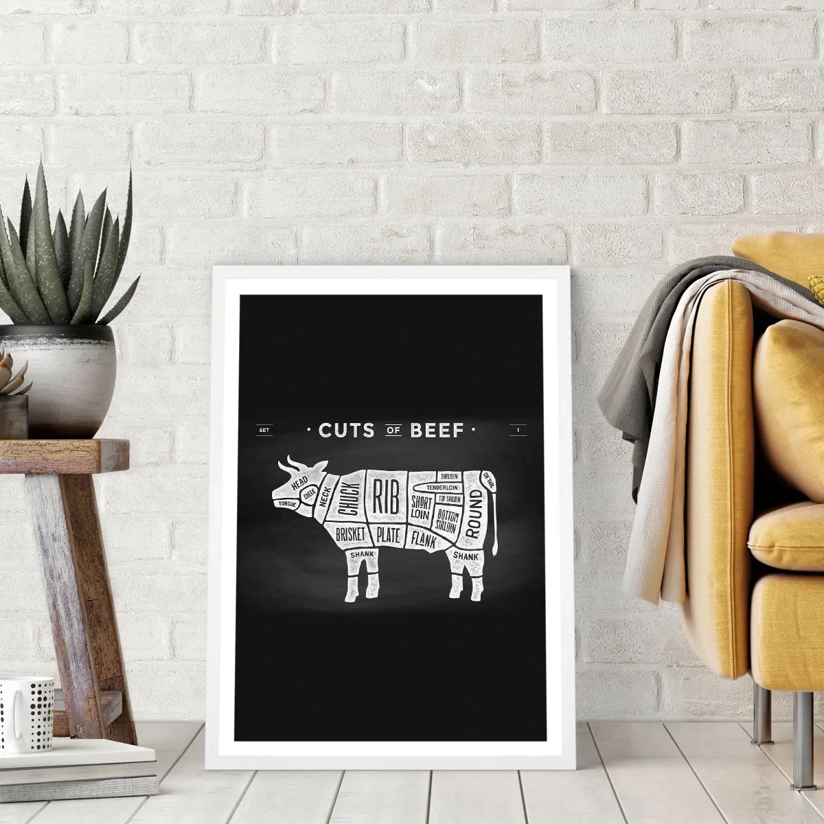 Affiche dans un cadre blanc - Poster - L'art de la découpe - 70x100 cm