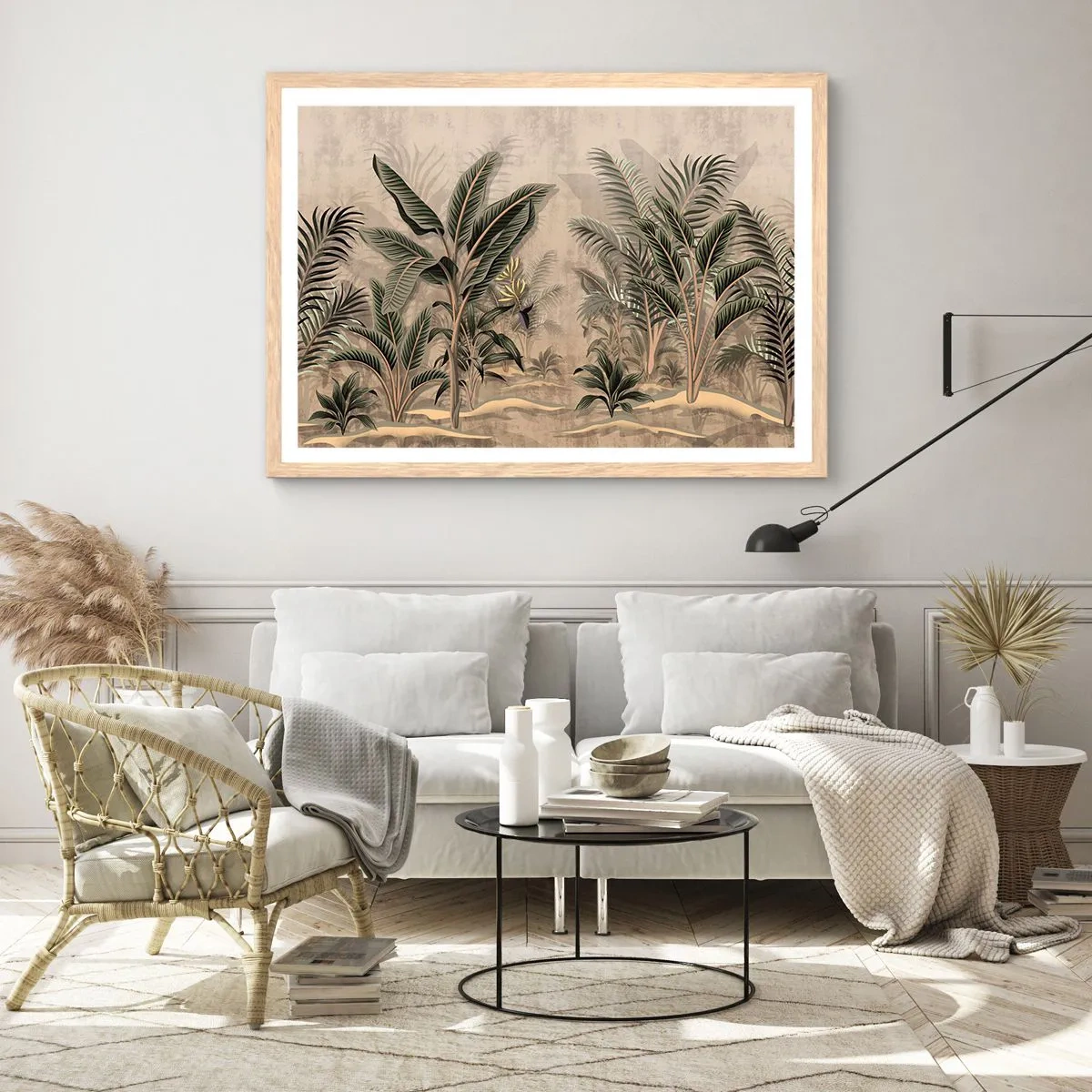 Affiche dans un chêne clair - Poster - Une gravure de style colonial - 70x50 cm