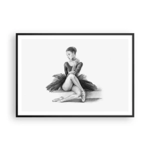 Affiche dans un cadre noir - Poster - Un croquis d'une ballerine dans un style subtil et classique - 100x70cm - Envoutée par la danse - Décoration murale moderne pour le salon et la chambre ARTTOR