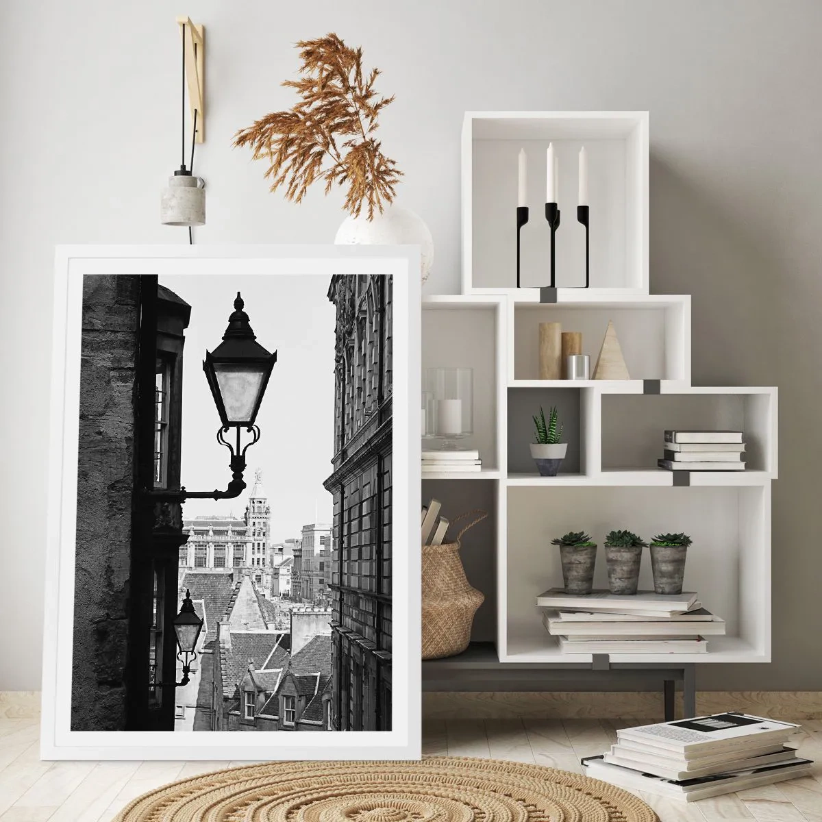 Affiche dans un cadre blanc - Poster - L'histoire d'Édimbourg - 50x70 cm