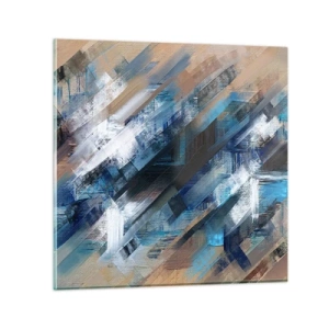 Impression sur verre - Image sur verre - Diagonale de bleus - 70x70 cm