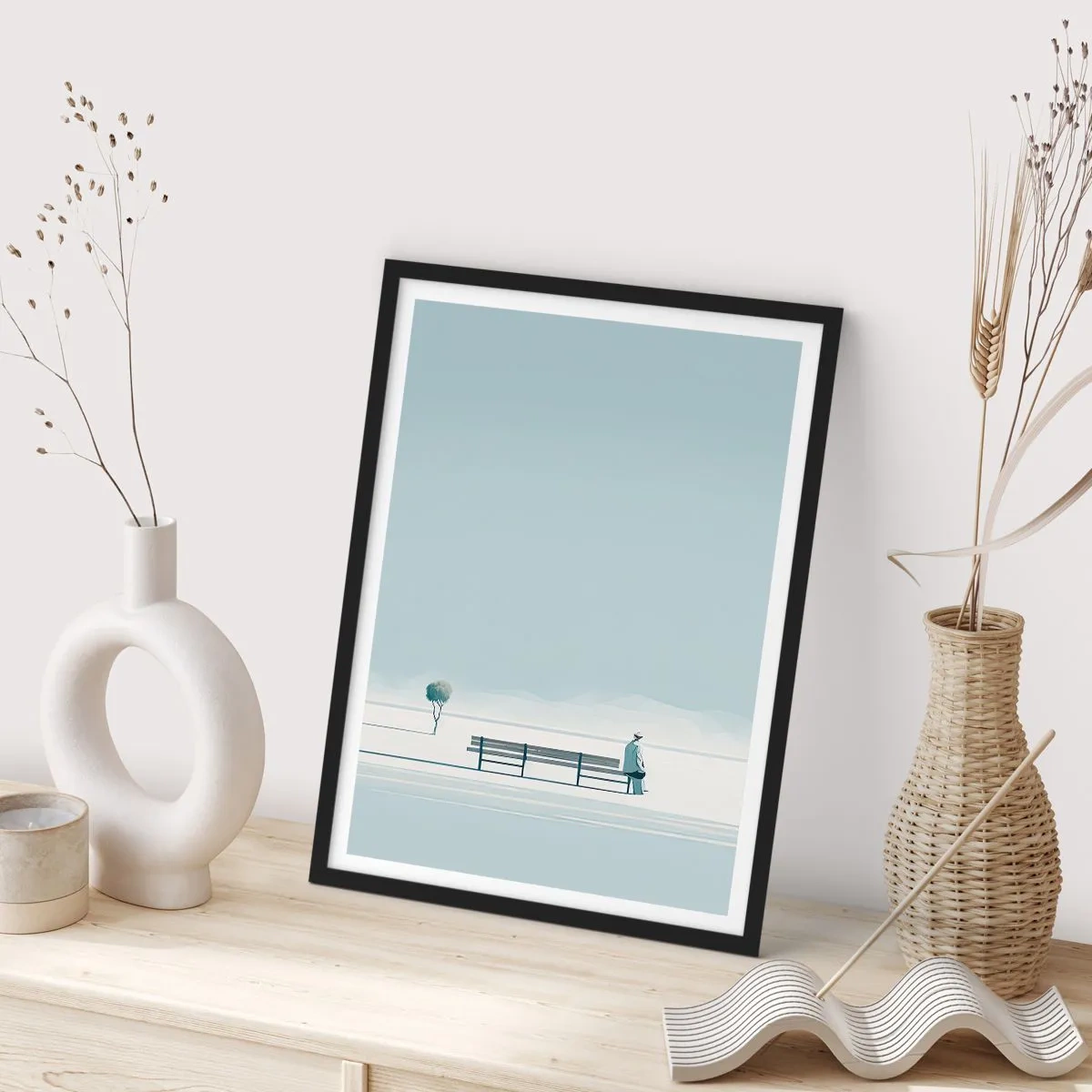 Affiche dans un cadre noir - Poster - Oui, j'attends. - 70x100 cm