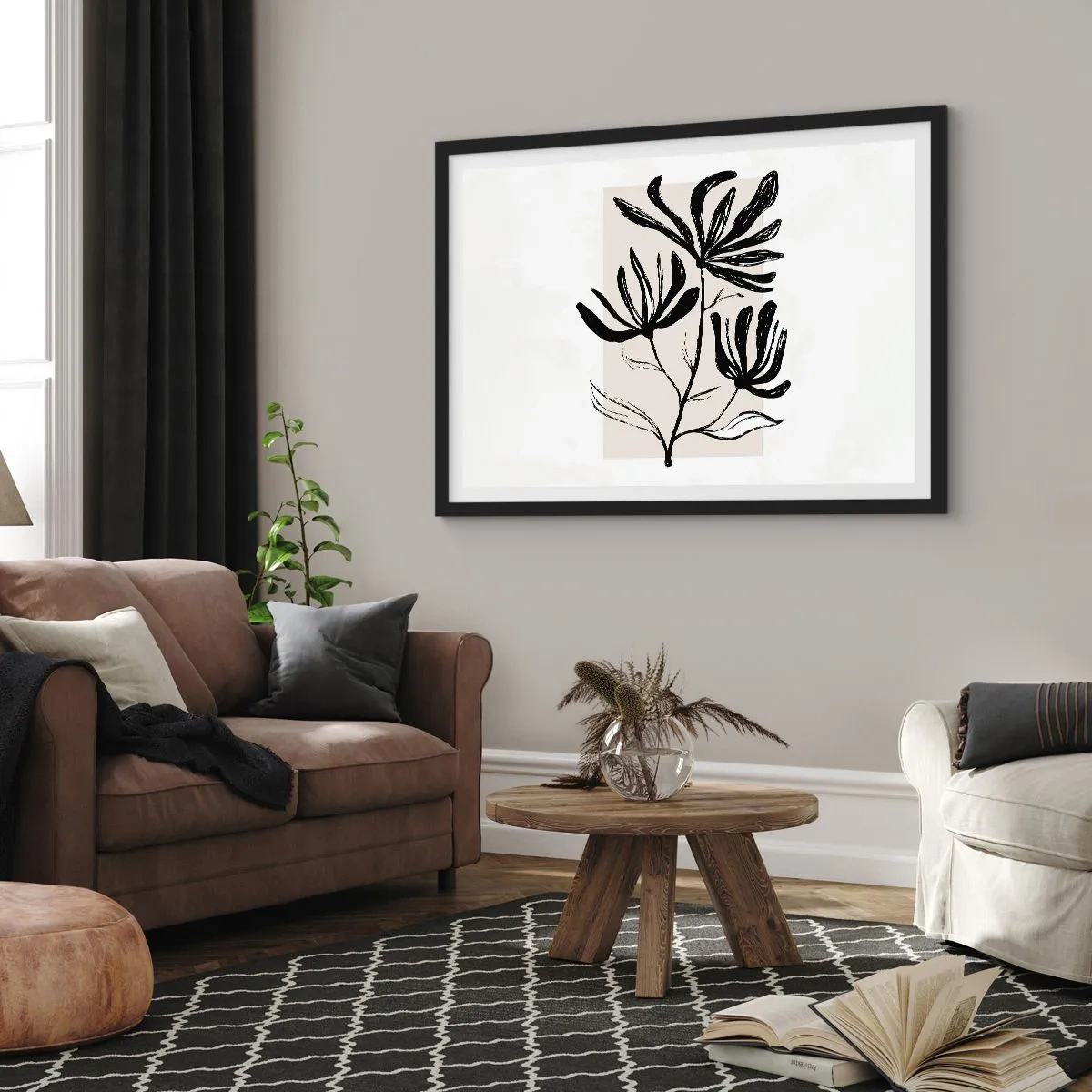 Affiche dans un cadre noir - Poster - Esquisse pour l'herbier - 40x30 cm