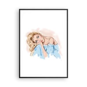 Affiche dans un cadre noir - Poster - Rêveuse en bleu - 70x100 cm