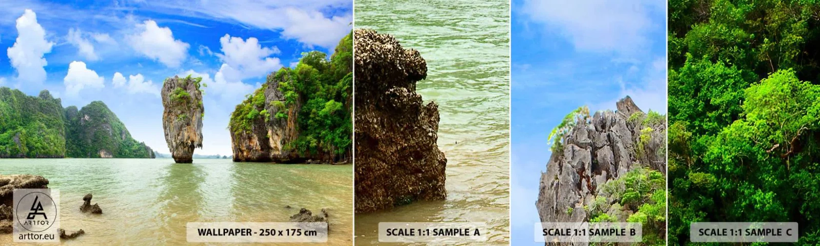 Échantillon De Papier Peint Standard Eco - Merveilles rocheuses de la nature - Paysage, Nature, Tropiques - 100x30 cm