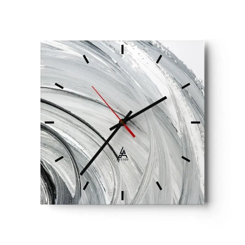 Horloge murale - Pendule murale - Un tourbillon monochrome dans des tons de gris et de noir - 30x30cm - Composition orbitale - Décoration murale moderne pour le salon et la chambre ARTTOR