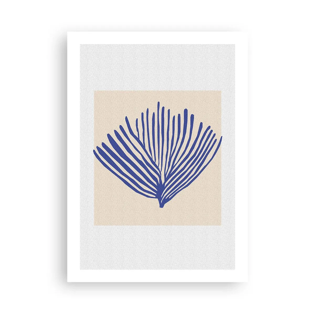 Affiche - Poster - Graphique stylisé d'une plante marine en forme d'éventail - 50x70cm - Éventail bleu - Décoration murale moderne pour le salon et la chambre ARTTOR