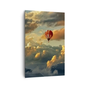 Impression sur toile - Image sur toile - Un ballon sur fond de nuages dramatiques - 80x120cm - Je vole parce que je veux - Décoration murale moderne pour le salon et la chambre ARTTOR