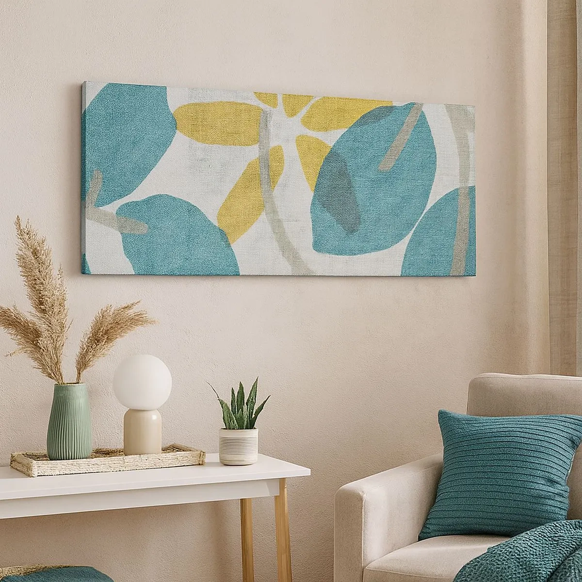 Impression sur toile - Image sur toile - Wśród lazurowych liści - 100x40 cm