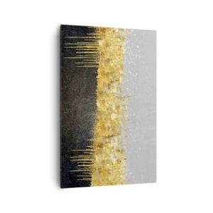 Impression sur toile - Image sur toile - Composition abstraite dans les tons d'or et de noir - 80x120cm - Vers l'intérieur et vers le haut - Décoration murale moderne pour le salon et la chambre ARTTOR