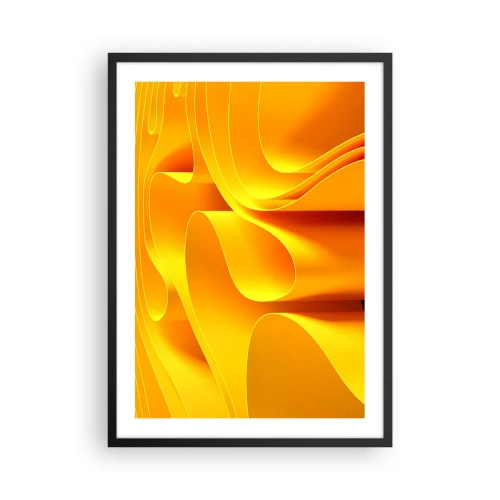 Affiche dans un cadre noir - Poster - Une composition abstraite dans des tons d'or et d'orange - 50x70cm - Comme les vagues du soleil - Décoration murale moderne pour le salon et la chambre ARTTOR