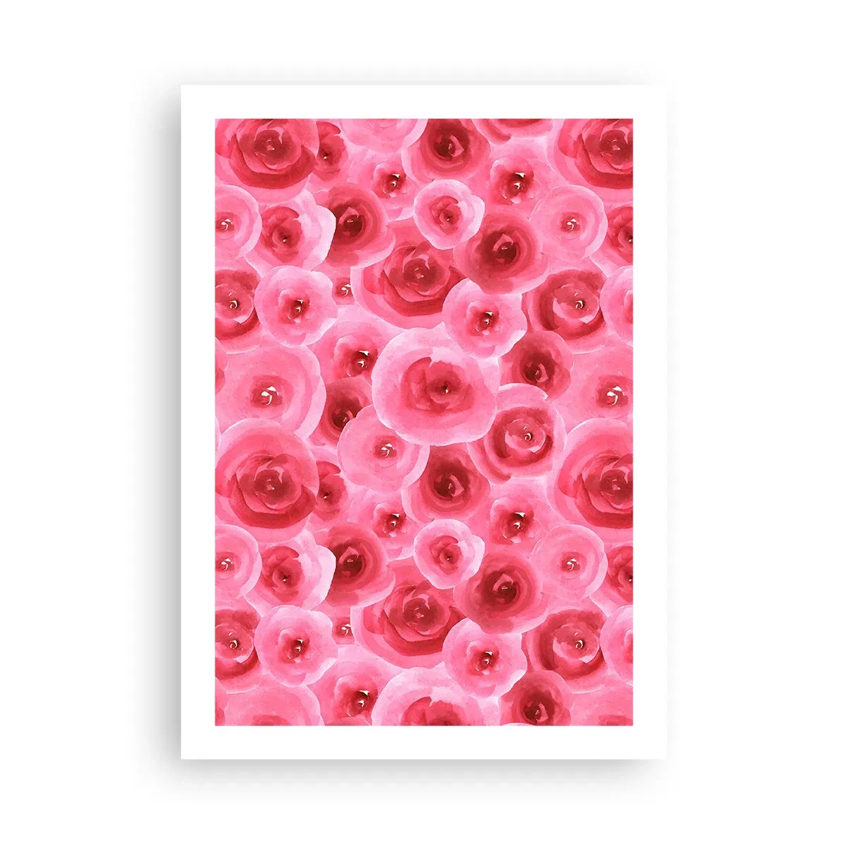 Affiche - Poster - Roses roses aquarelles dans un style romantique - 50x70cm - Roses en-haut et en-bas - Décoration murale moderne pour le salon et la chambre ARTTOR