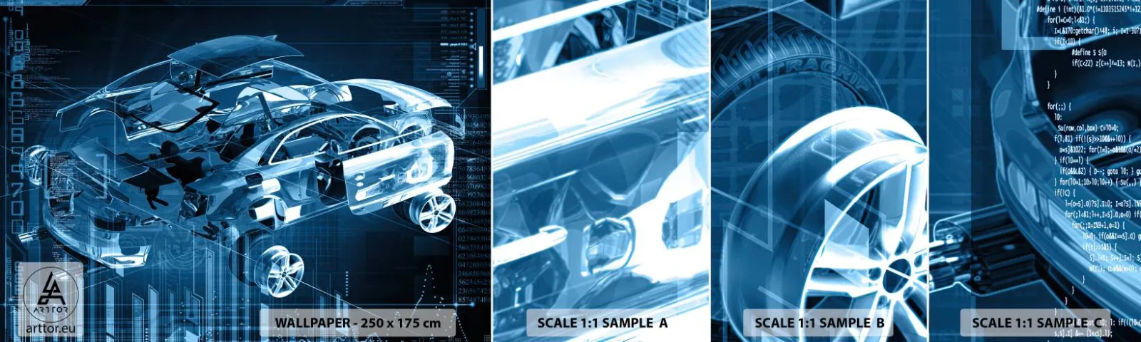 Échantillon de Papier Peint Autocollant Deluxe Sticker - Anatomie de l'ingénierie - Automobile, Voiture, Concept - 100x30 cm