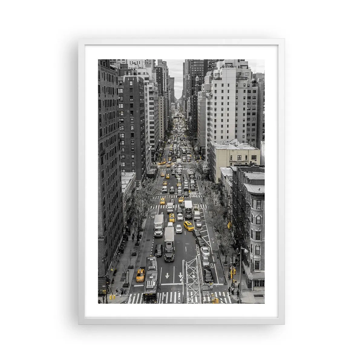 Affiche dans un cadre blanc - Poster - La vie new-yorkaise - 50x70 cm