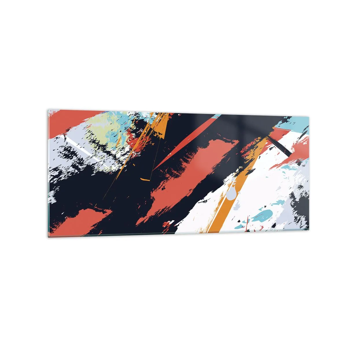 Impression sur verre - Image sur verre - Coups de pinceau abstraits aux couleurs vives - 120x50cm - Composition dynamique - Décoration murale moderne pour le salon et la chambre ARTTOR
