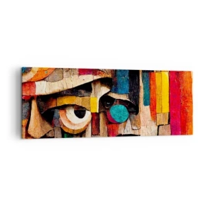 Impression sur toile - Image sur toile - Visages abstraits aux couleurs intenses - 140x50cm - Je te vois… - Décoration murale moderne pour le salon et la chambre ARTTOR