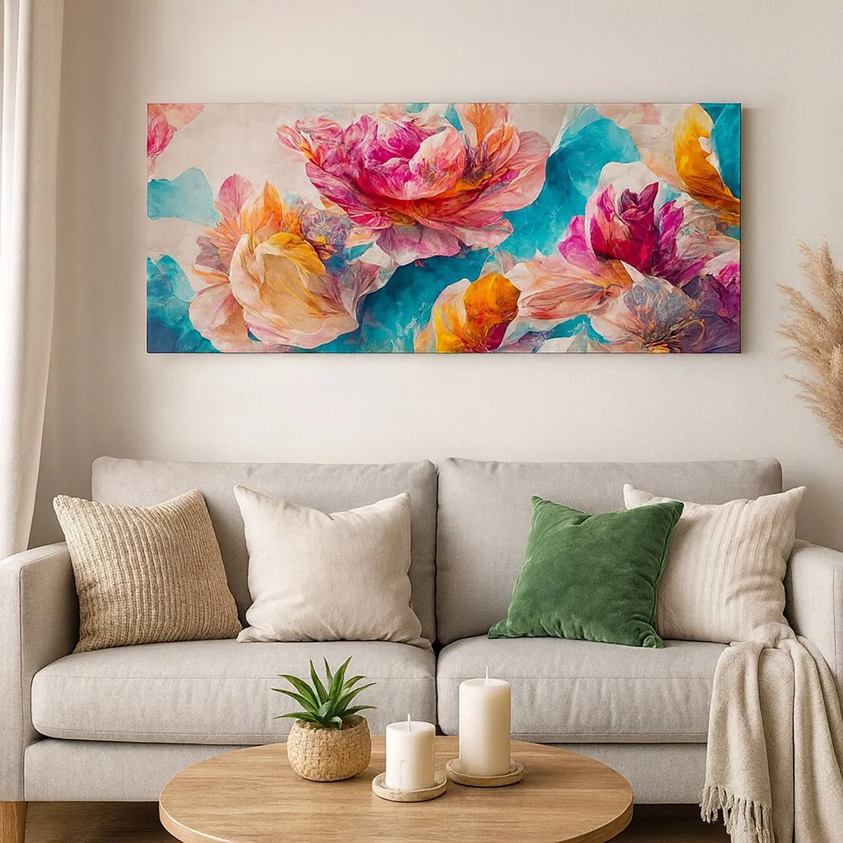 Impression sur toile - Image sur toile - Splendeur colorée du bouquet - 100x40 cm