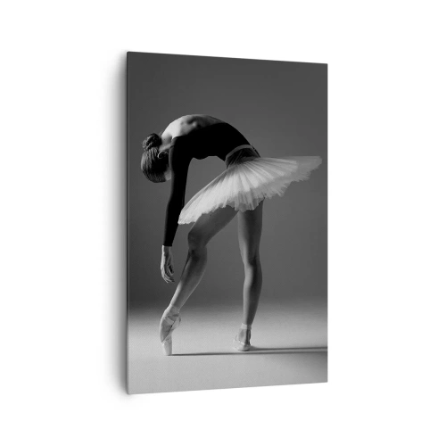 Impression sur toile - Image sur toile - Une ballerine dans une pose élégante sur un fond noir et blanc - 80x120cm - Belle ballerine - Décoration murale moderne pour le salon et la chambre ARTTOR