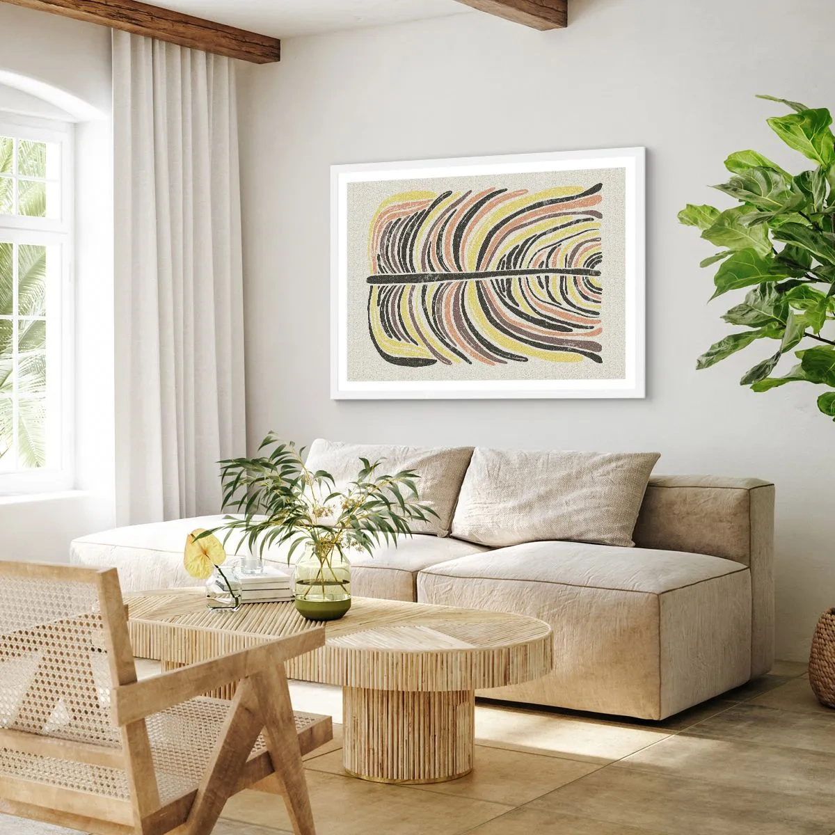 Affiche dans un cadre blanc - Poster - Abstraction pleine de vie - 100x70 cm