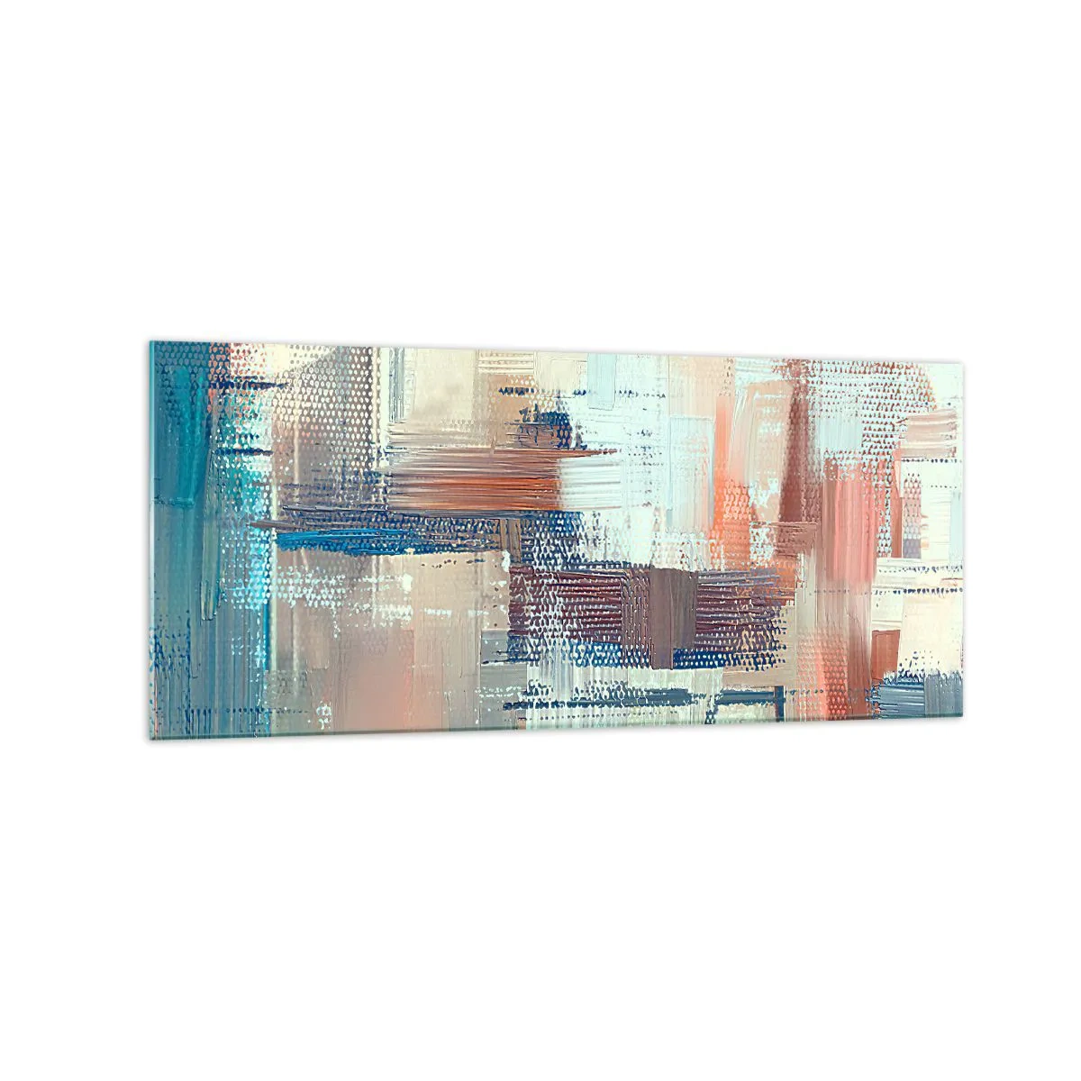 Impression sur verre - Image sur verre - Composition abstraite dans les tons de bleu et de beige - 120x50cm - Atteindre la lumière - Décoration murale moderne pour le salon et la chambre ARTTOR