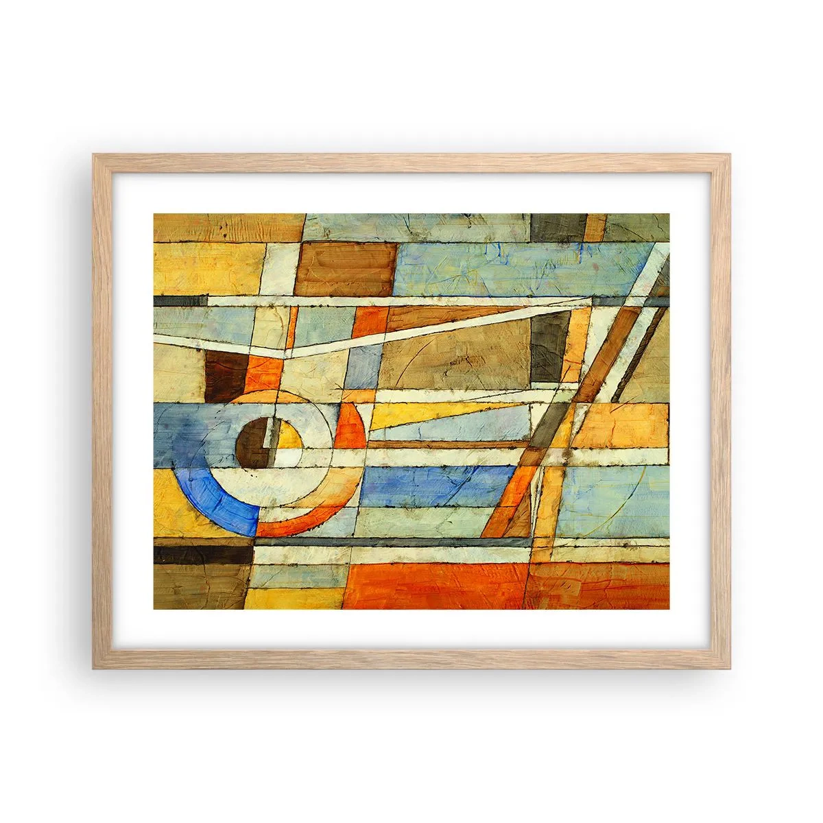 Affiche dans un chêne clair - Poster - Cubisme sur le chantier - 50x40 cm