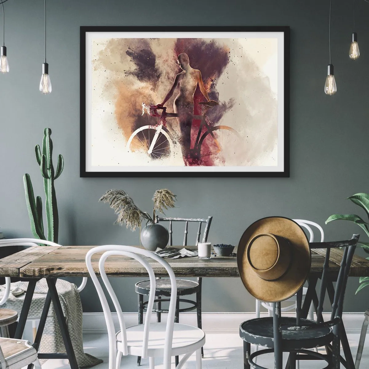 Affiche dans un cadre noir - Poster - Une âme de vélo aux formes marbrées - 50x40 cm