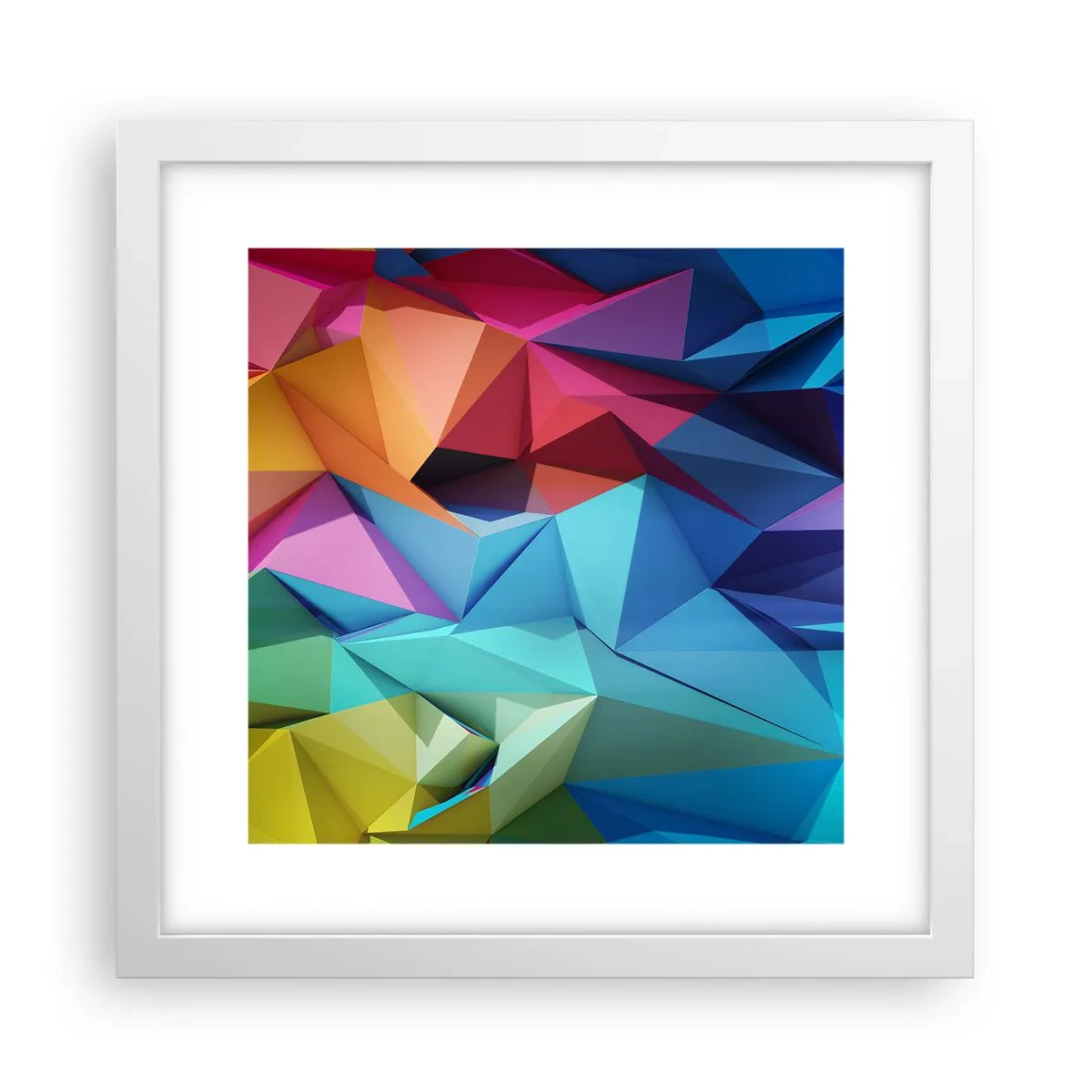 Affiche dans un cadre blanc - Poster - Origami arc-en-ciel - 30x30 cm