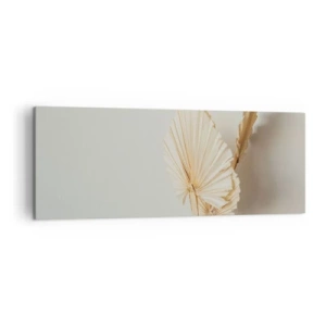 Impression sur toile - Image sur toile - Feuilles de palmier séchées dans un arrangement minimaliste - 140x50cm - Quand tu dois t’apaiser - Décoration murale moderne pour le salon et la chambre ARTTOR
