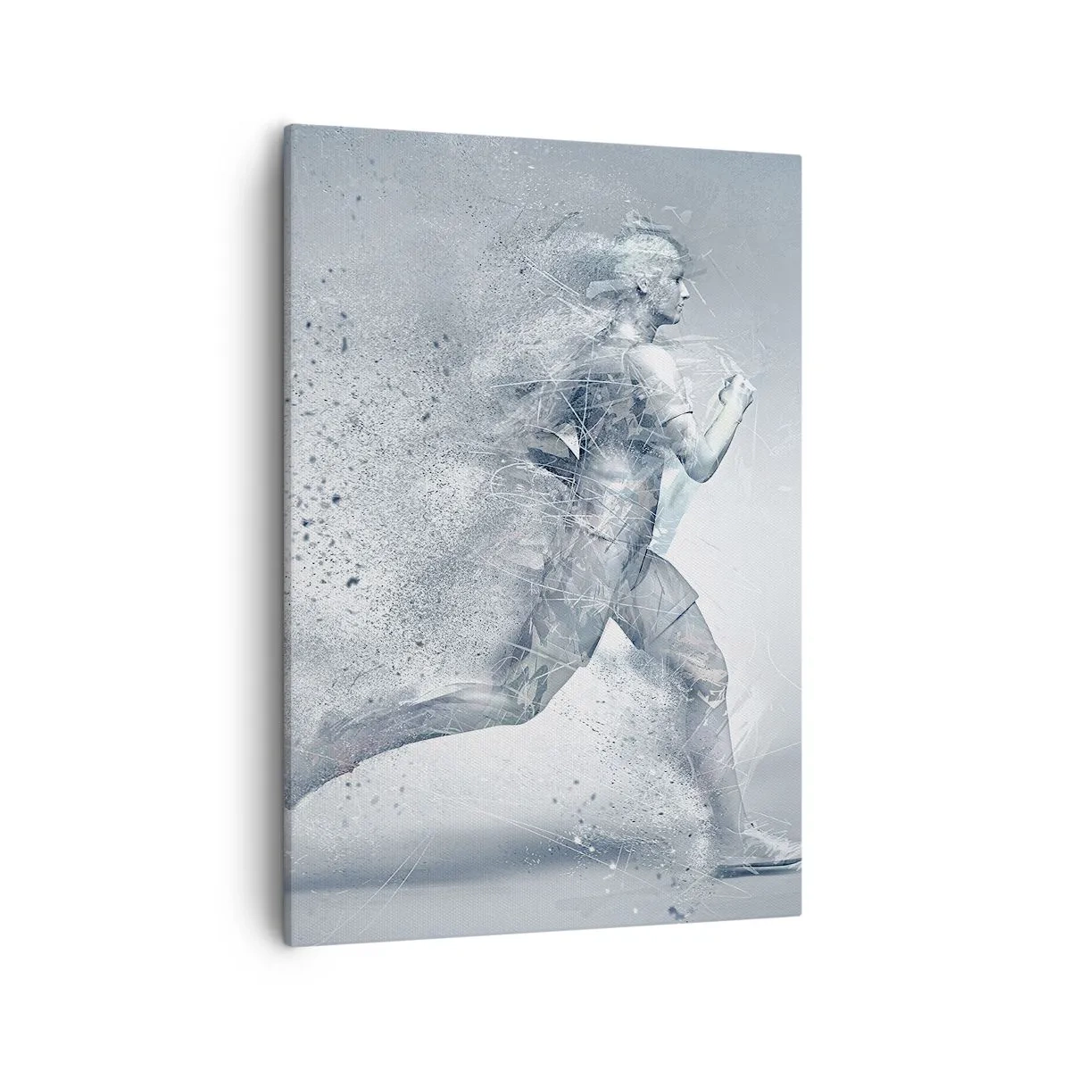 Impression sur toile - Image sur toile - Une figure dynamique courant dans un style abstrait - 50x70cm - Une énergie cristalline - Décoration murale moderne pour le salon et la chambre ARTTOR