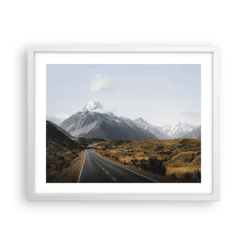 Affiche dans un cadre blanc - Poster - Chemin vers le coeur de la montagne - 50x40 cm