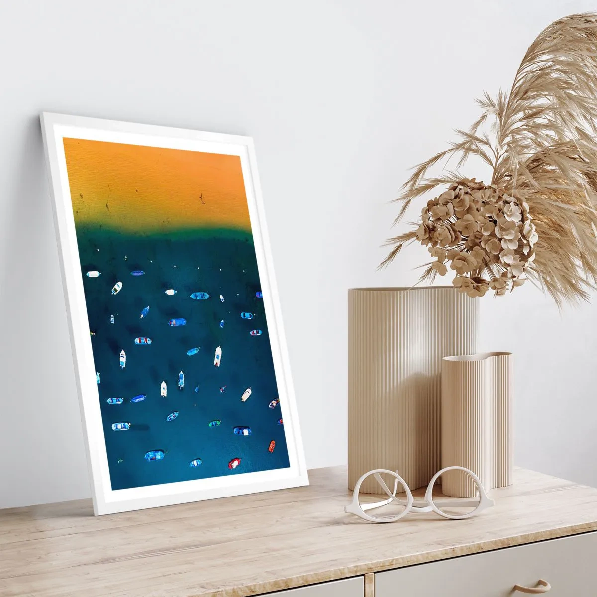 Affiche dans un cadre blanc - Poster - Jeu de vacances - 40x50 cm