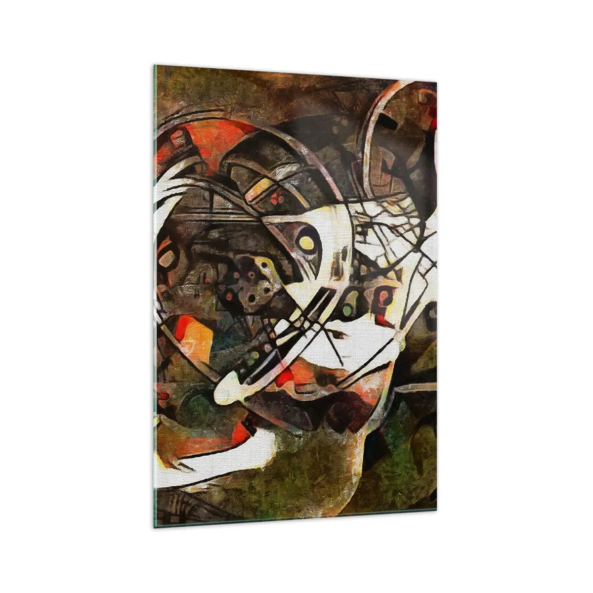 Impression sur verre - Image sur verre - Abstraction expressive dans des tons sombres avec des lignes dynamiques. - 70x100cm - Vous entendez le mouvement ? - Décoration murale moderne pour le salon et la chambre ARTTOR