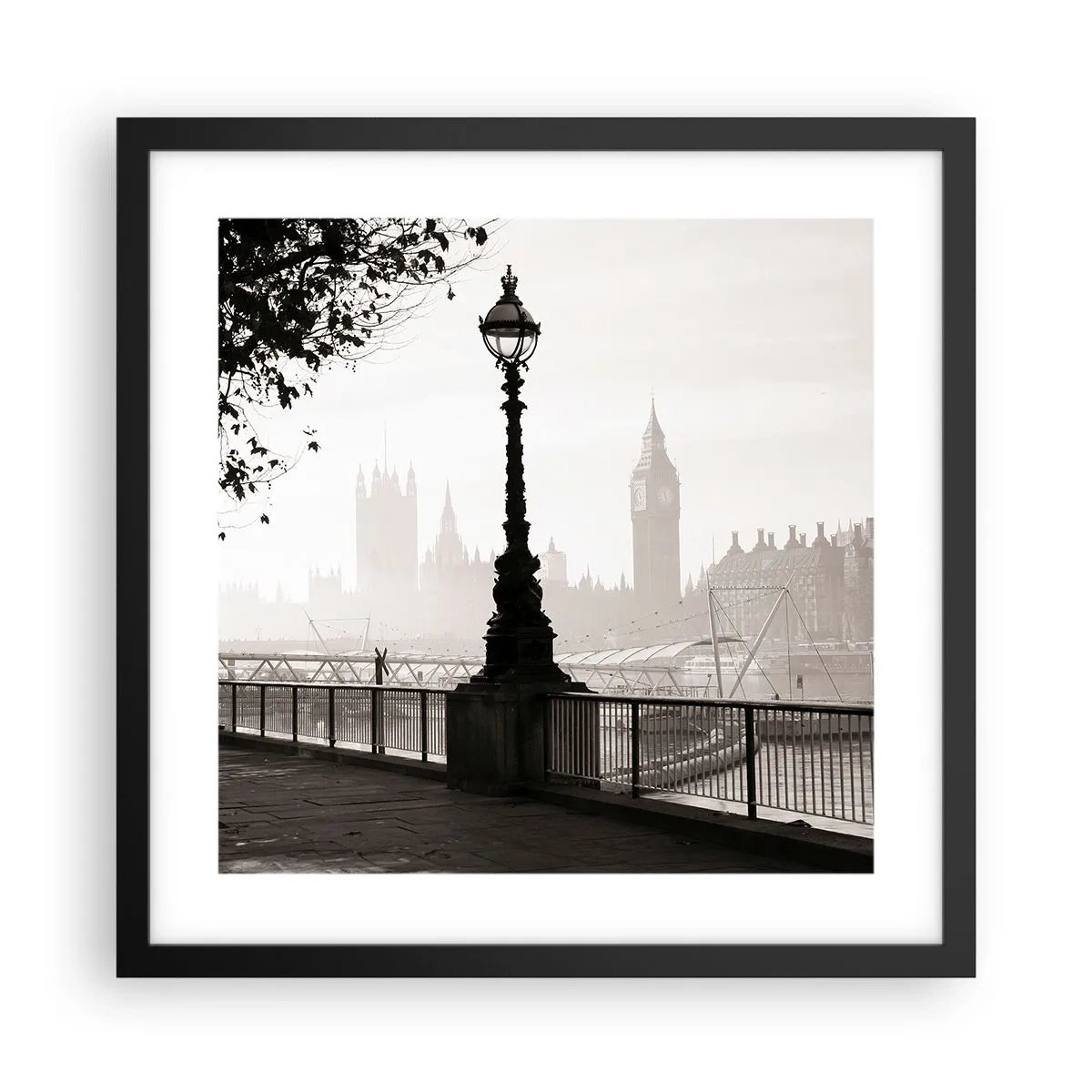 Affiche dans un cadre noir - Poster - Un matin londonien - 40x40 cm