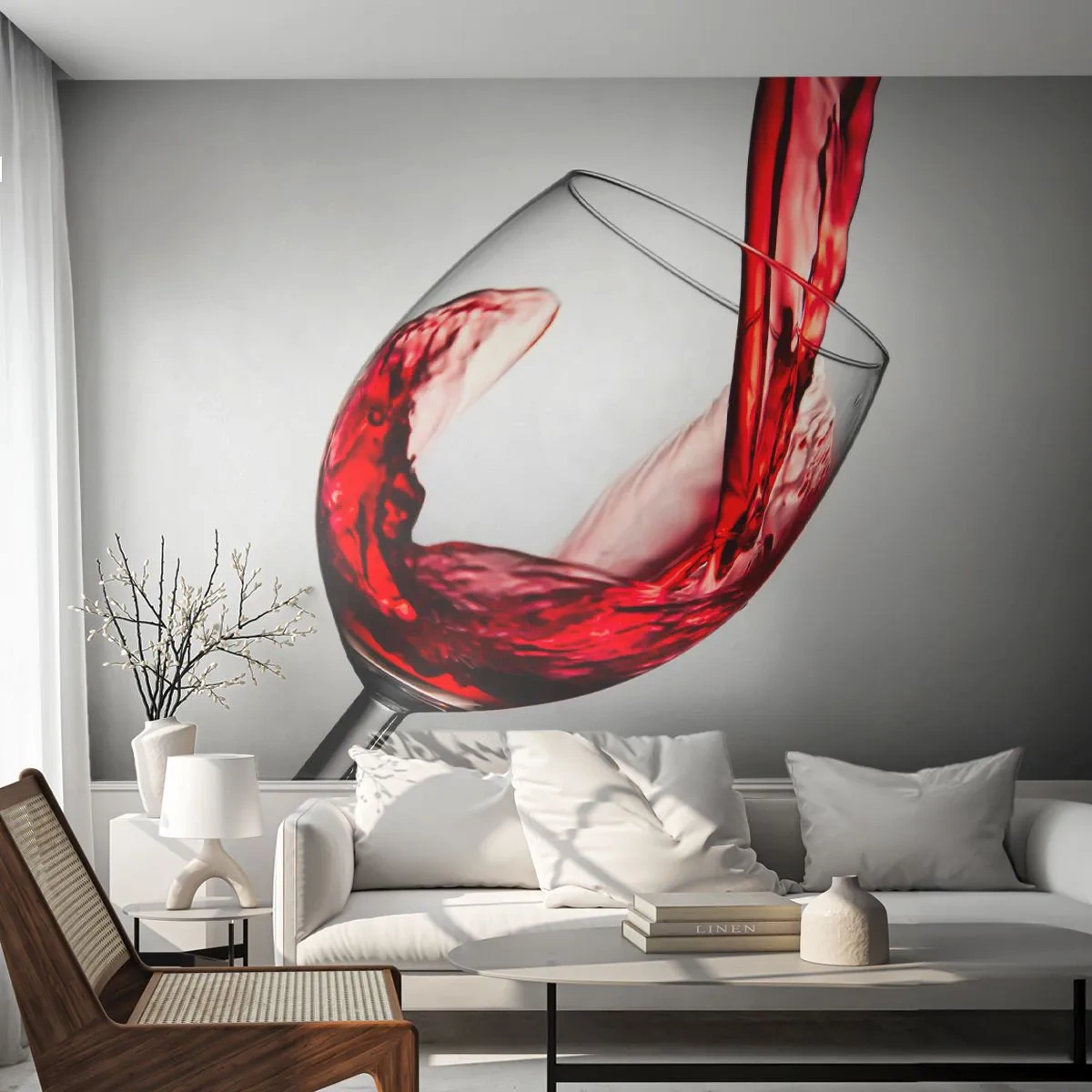Papier Peint Photo Premium Sand - Nuance - mouvement - son - Verre de vin, Vin rouge, La gastronomie - 150x105 cm