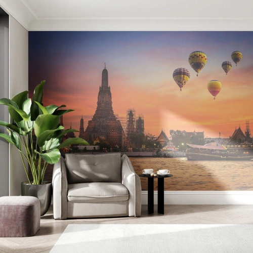 Papier Peint Photo Premium Canvas - C'est ici que naissent les contes de fées - Bangkok, Temple de l'Aube, Thaïlande - 250x175 cm