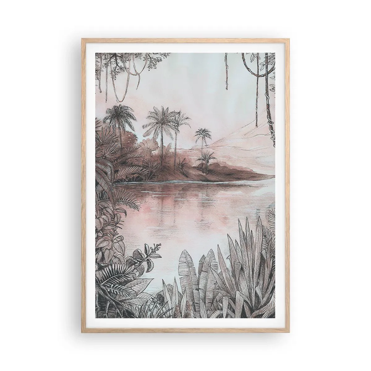Affiche dans un chêne clair - Poster - Journal d'un explorateur du XIXe siècle - 70x100 cm