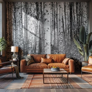 Papier Peint Photo Premium Canvas - Enchevêtrement de bouleau - Forêt, Bouleau, Nature - 350x256 cm