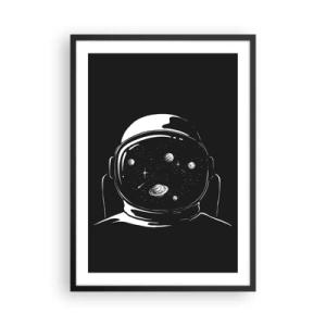 Affiche dans un cadre noir - Poster - Astronaute avec l'espace reflété dans son casque - 50x70cm - Sympa la vue - Décoration murale moderne pour le salon et la chambre ARTTOR