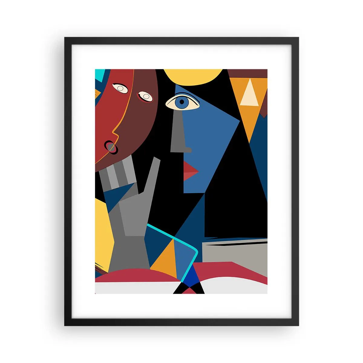 Affiche dans un cadre noir - Poster - Une conversation entre cubistes - 40x50 cm