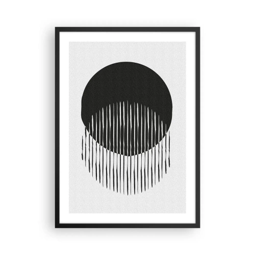Affiche dans un cadre noir - Poster - Composition abstraite d'un cercle noir et de lignes verticales - 50x70cm - Son alter ego - Décoration murale moderne pour le salon et la chambre ARTTOR