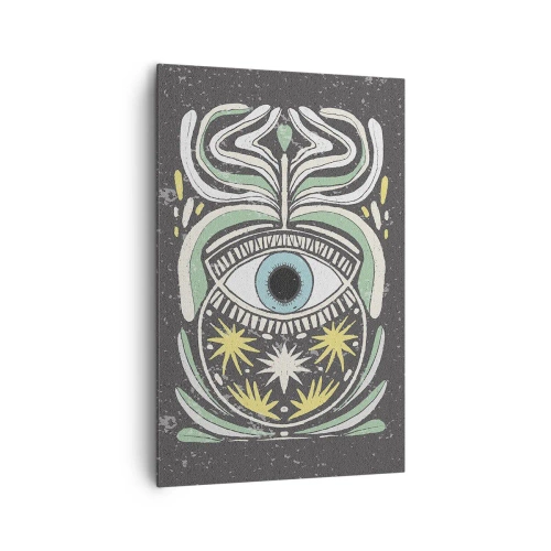 Impression sur toile - Image sur toile - Un œil symbolique entouré de motifs abstraits - 80x120cm - Rituels tribaux - Décoration murale moderne pour le salon et la chambre ARTTOR