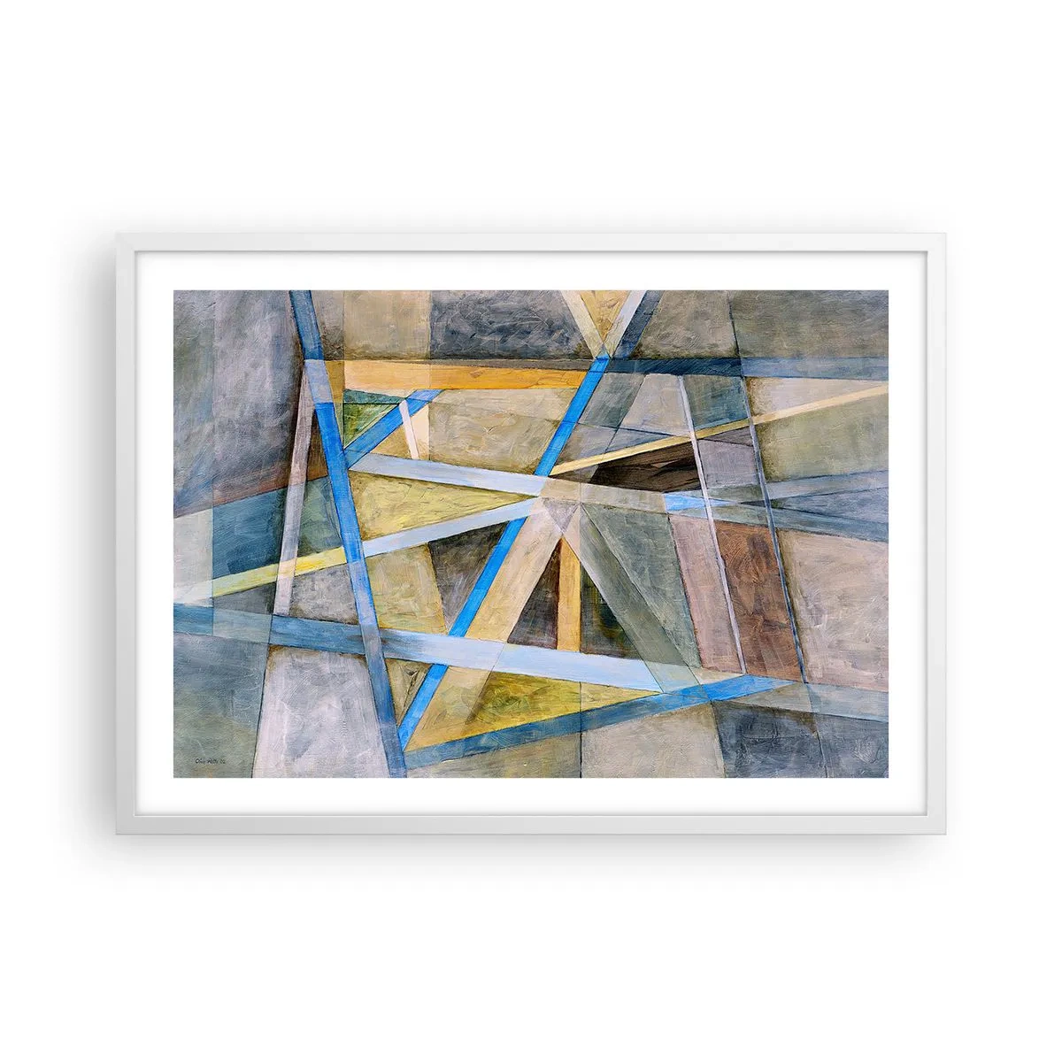 Affiche dans un cadre blanc - Poster - Tout droit ou en diagonale ? - 70x50 cm