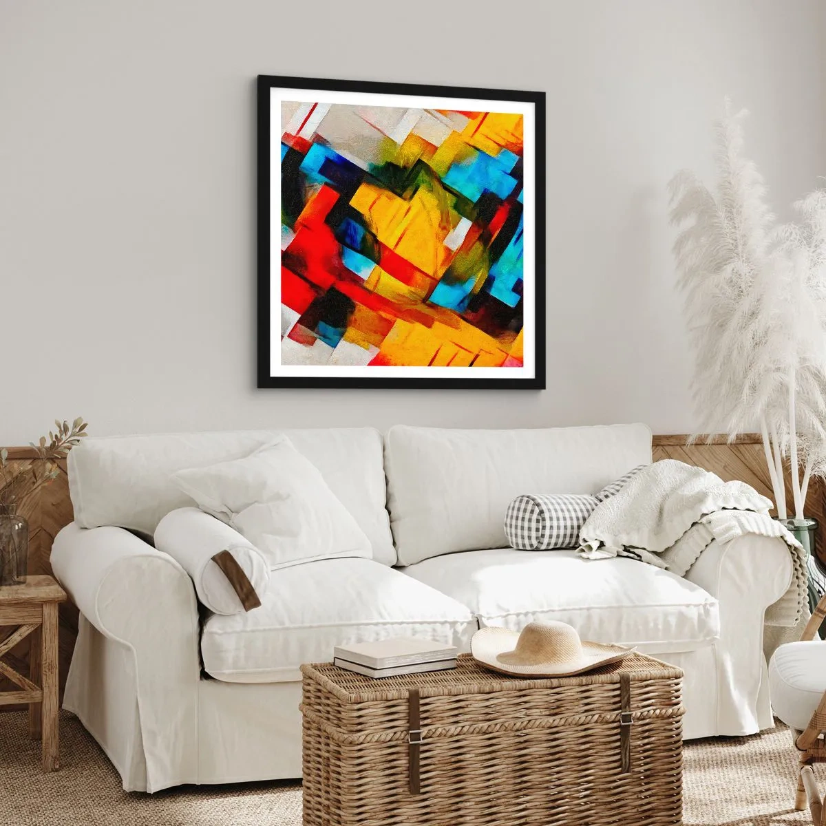 Affiche dans un cadre noir - Poster - Une superposition multicolore - 30x30 cm