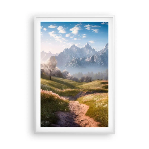 Affiche dans un cadre blanc - Poster - Vallée idyllique - 61x91 cm