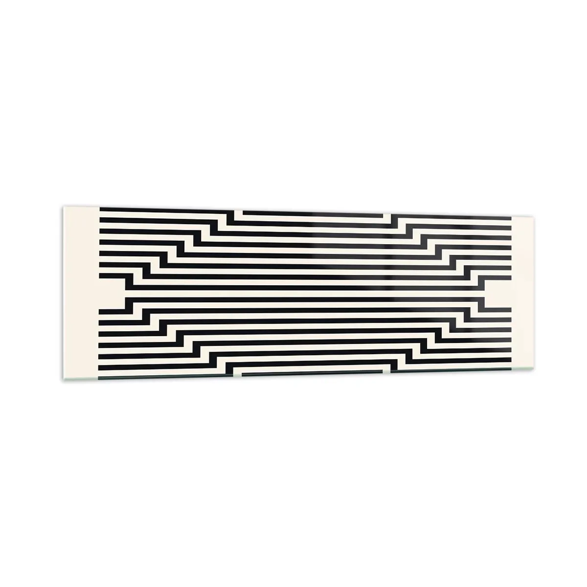 Impression sur verre - Image sur verre - Lignes noires et blanches créant un effet d'illusion géométrique - 160x50cm - Illusion géométrique - Décoration murale moderne pour le salon et la chambre ARTTOR