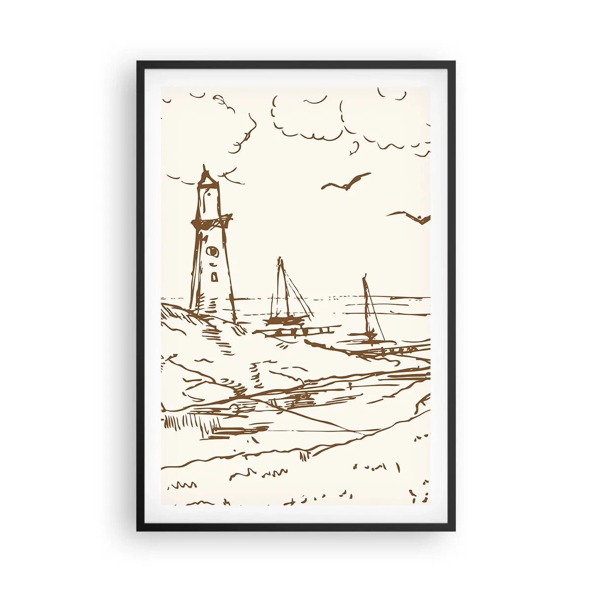 Affiche dans un cadre noir - Poster - Esquisse de souvenirs d'été - 61x91 cm